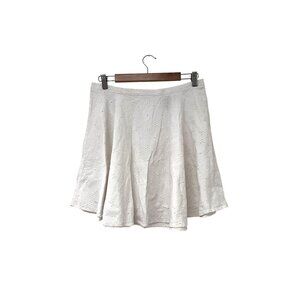 Fun & Flirt Women's Coastal Cowgirl Summer White Cotton Eyelet Mini Skirt Size L